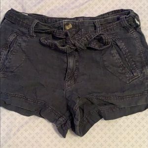 black american eagle shorts with tie belt